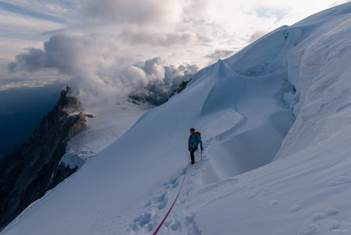 Dans la face nord du Mont Blanc du Tacul
