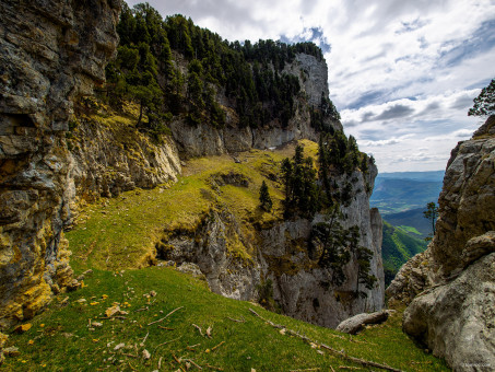 Entrée de la vire du Rocher des Heures