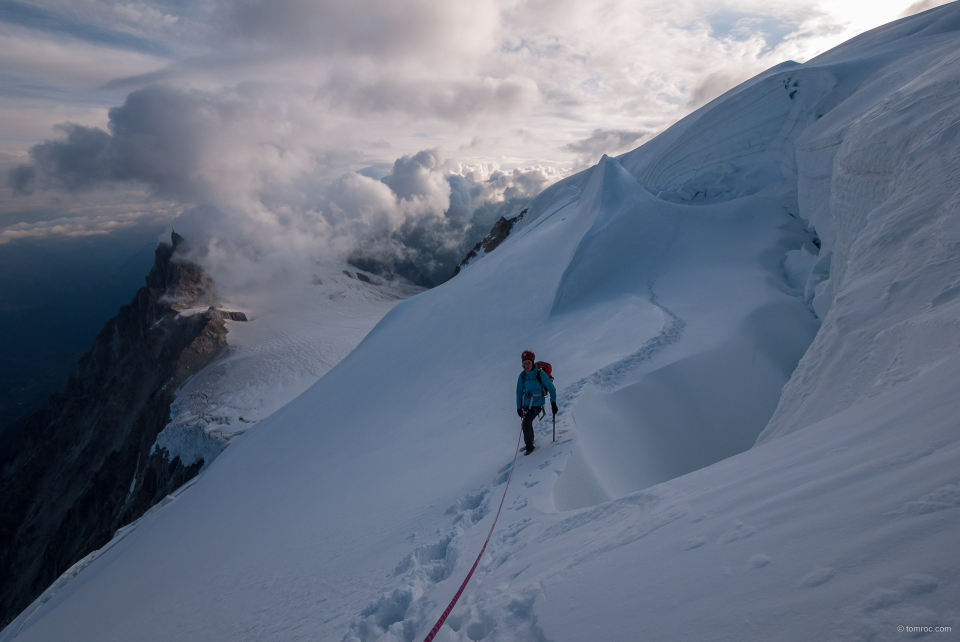 Dans la face nord du Mont Blanc du Tacul.