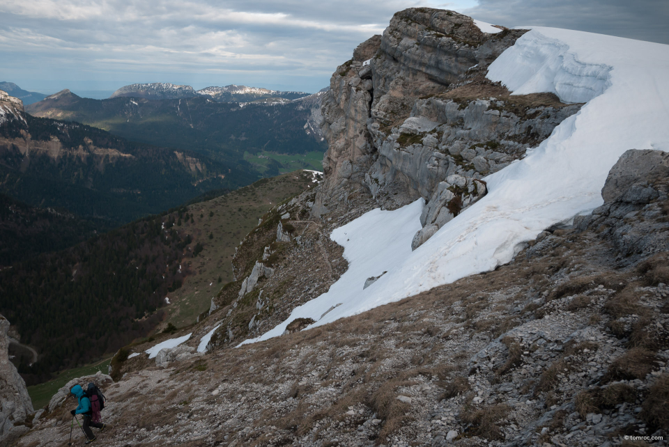 Descente du Pas de l'Oeille de la Dent de Crolles.