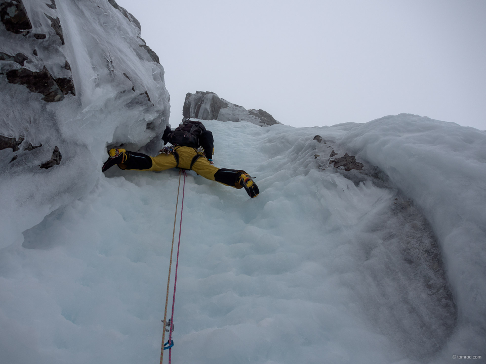 Dans la section la plus raide de Point 5 Gully