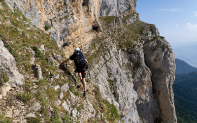 La vire des Sultanes et du Grand couloir au Gerbier